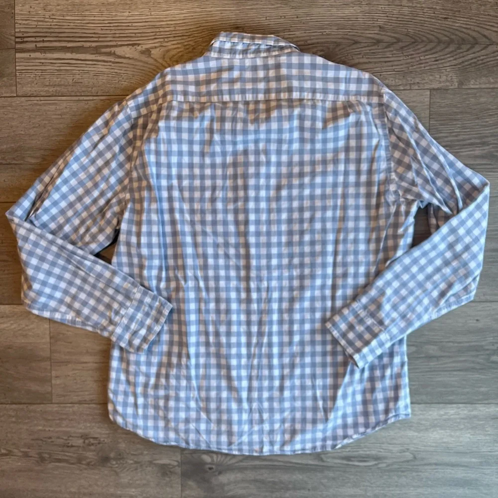 J. Crew Factory Men’s Slim Fit Long Sleeve Button Down Shirt Gray White Plaid XL